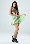 Water Green Elastic Waist Mini Skirt - 7