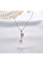 Steel Stone Pearl Leaf Necklace - 4