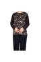 Women's Front Patterned Sleeve Button Detail Front Closed Combed Bluz