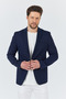 Manzoni Men's Navy Blue Polyviscose Fabric Mono Collar Slim Fit Blazer Jacket - 5