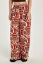 Women's Regular Fit Waist Lace-Up Wide Leg Printed Pants
