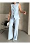 Stone Buttoned Blazer Vest Pants Suit - 3
