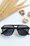 Frank Unisex Square Rectangle Black Matte Uv400 Protected Vintage New Season Sunglasses - 3