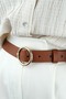 Women's Brown Round Yellow Buckle Leather Belt 100 cm - 2