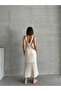 Women's Cream Strap Openwork Summer Knitwear Dress - 5