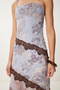 Printed Summer Long Tulle Dress Stone Gray Lub0119 - 5