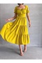 Women's Oil Green Gathered Collar Stretch Dress - 3