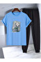 Unisex Flower Pot Design Printed Tshirt Tracksuit Set