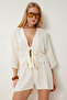 Summer Viscose Crop Shorts Set Ecru Lje0002 - 3
