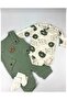 Bear Patterned Baby Boy Rompers 3-Piece Rompers Set (Zıbın Rompers Socks) 3-6-9 Months Baby Outfit Green Color - 2