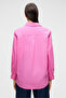 Delfino Women's Oversize 100% Organic Cotton Long Sleeve Thin Long Pink Shirt - 6