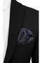 Shawl Pattern Navy Blue Black Tie and Pocket Square 7cm Width - 6