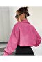 Crop denim pembe kor ceket - 4