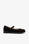 Black Genuine Leather Suede Buckle Women's Ballerina Shoes