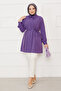 Boydan Hidden Buttoned Pleated Detailed Hijab Shirt Purple