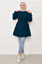 Height-Length Hidden Button Pleat Detail Modest Shirt Petrol
