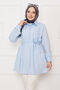 Boydan Hidden Button Pleated Detailed Hijab Shirt Baby Blue - 2