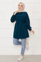 Height-Length Hidden Button Pleat Detail Modest Shirt Petrol - 3