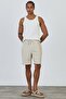 Premium Men's Elastic Waist 100% Cotton Black Striped Ecru Woven Shorts Ls-93111 - 2