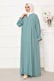 Half Zipper Hijab Dress Mint - 3