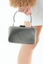 Women's Silver Metal Line Detailed Evening Dress Baguette Bag with Shoulder Chain - 9
