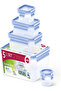 Clip & Close 5-Piece Storage Box Set – Transparent/Blue, Various Sizes