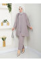 Honeycomb Fabric Women's Mom Suit with Striped Stone Pants - 2
