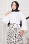 Shirt with Self-Tie Wide-Sleeved Skirt Suit White - 3