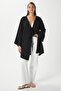 Women's Sandra 100% Cotton Muslin Lace-Up Black Kimono - 4