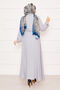 Side Tie Elastic Waist Hijab Dress Gray - 4