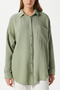 Women's Tilda 100% Cotton Muslin Oversize Khaki Shirt - 3