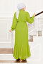 Organza Sleeves Hijab Evening Dress Oil Green - 5