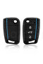 Volkswagen Compatible Polo, Golf, T-Roc, T-Cross, Passat, Jetta, Taigo, Tiguan Semi-Patterned Silicone Key Cover (Blue)