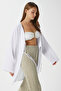 Women's Sandra 100% Cotton Muslin Lace-Up White Kimono - 3