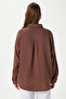 Women's Tilda 100% Cotton Muslin Oversize Brown Shirt - 4