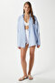 Women's Tilda 100% Cotton Muslin Oversize Blue Shirt - 7