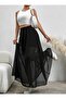 Tulle Long Flared Skirt with Mini Skirt Detail Inside
