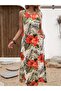 Women's Strappy Round Neck Pocket Patterned Single Jersey Dress - 3