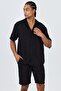 Premium Men's Woven Shirt & Shorts Black Bottom Top Set Ls-5605