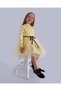 Linda Girls' Children's Princess Fluffy Tulle Dress Long Sleeve Polka Dot Stretchy Stretch Fabric Yellow Tulle - 9
