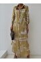 Women's Satin Chiffon Patterned Shirt Dress - 2