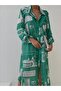 Women's Satin Chiffon Patterned Shirt Dress