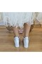 White Mother-Of-Pearl Summer Glitter Piping Heel Sandals Shoes - 6