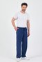 Men's Blue Elastic Waist 100% Cotton Washed Trousers - 5