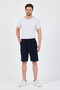 Men's Navy Blue Regular Fit Linen Shorts & Bermuda - 5