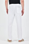 Men's White Elastic Waist 100% Cotton Trousers - 6