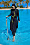 Black Full Covered Hijab Swimsuit with Tulle Detail, Adjustable Drawstring M2506-1