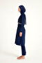 Navy Blue Full Covered Hijab Swimsuit with Tulle Detail, Adjustable Drawstring, Water Drain M2506-2 - 7