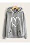 3 Thread Unisex Heart Printed Hooded Oversized Sweatshirt Hoodie