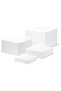 White Acrylic Cube Cupcake Dessert Display Stands, 5 Sides Nesting Risers Acrylic Boxes